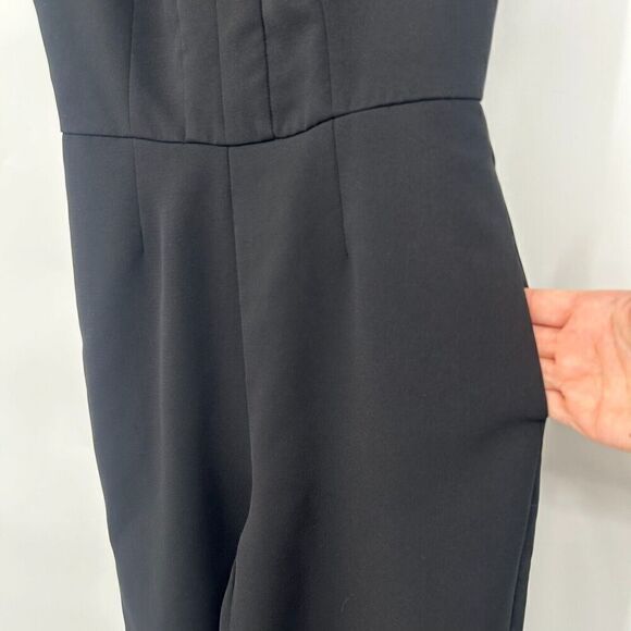 Adelyn Rae Black Jumpsuit Flare Leg Sleeveless Pockets V Neck Back Zip Size S - Picture 5 of 12